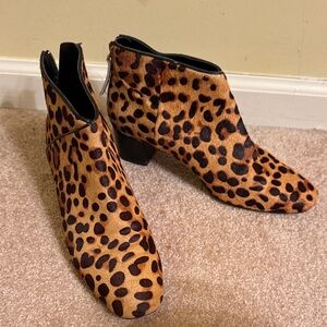 Nine West Leopard Print Ankle Boots in Brown/Black